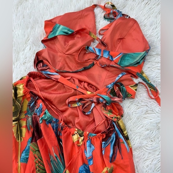 Fashion Nova Kenzie Halter Maxi Dress - Orange/combo - NWT - Size M - Picture 5 of 7